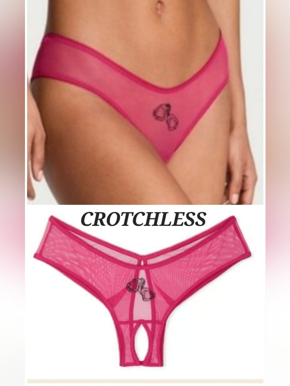 Victoria's Secret Very Sexy Mesh High-Leg Crotchless Cheeky Panty SMALL